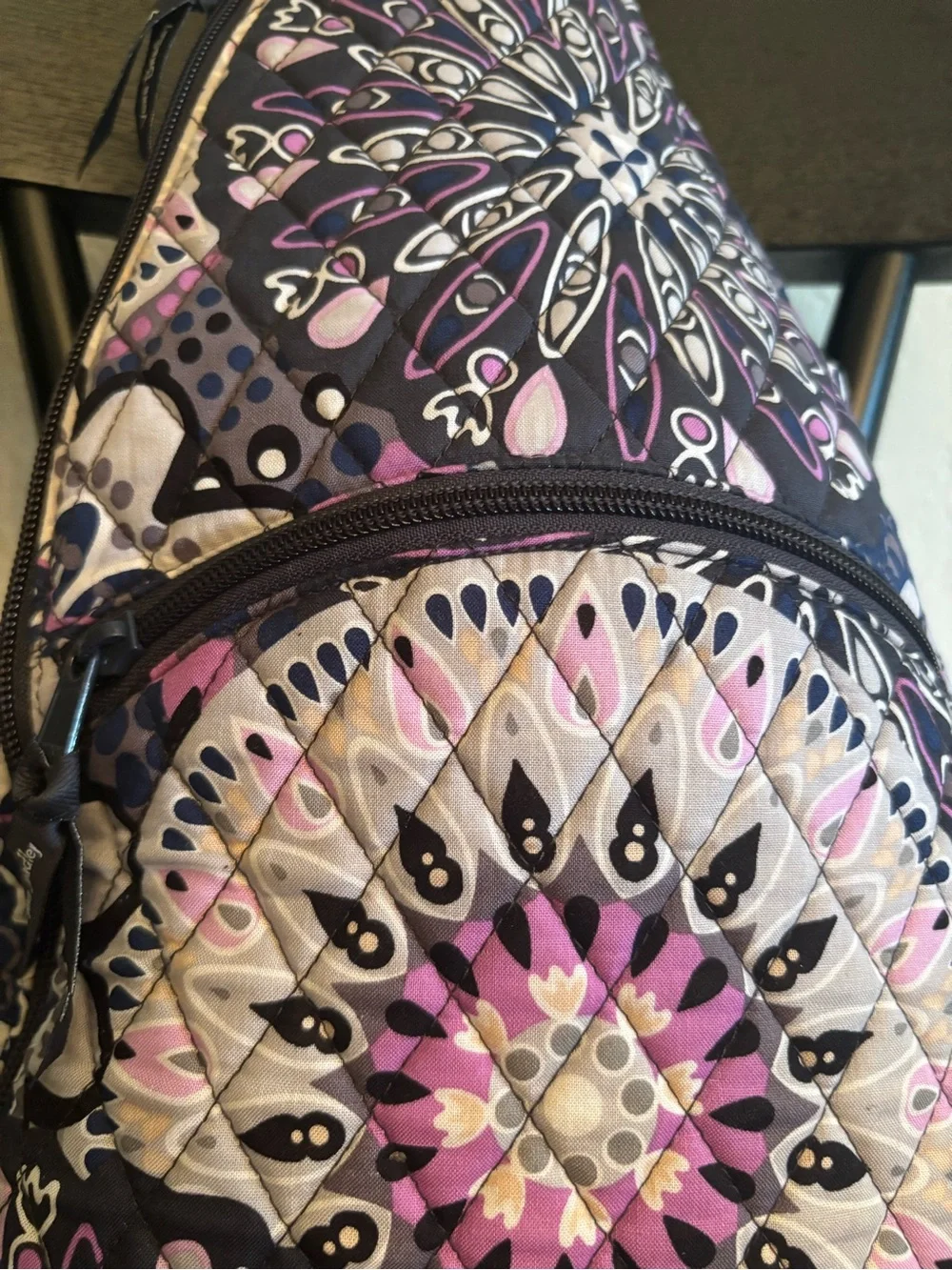 Vera Bradley Mimosa Medallion sling backpack bag purple navy blue gray